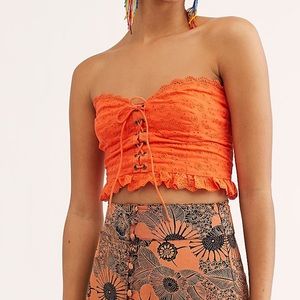 Sleeveless orange lace top